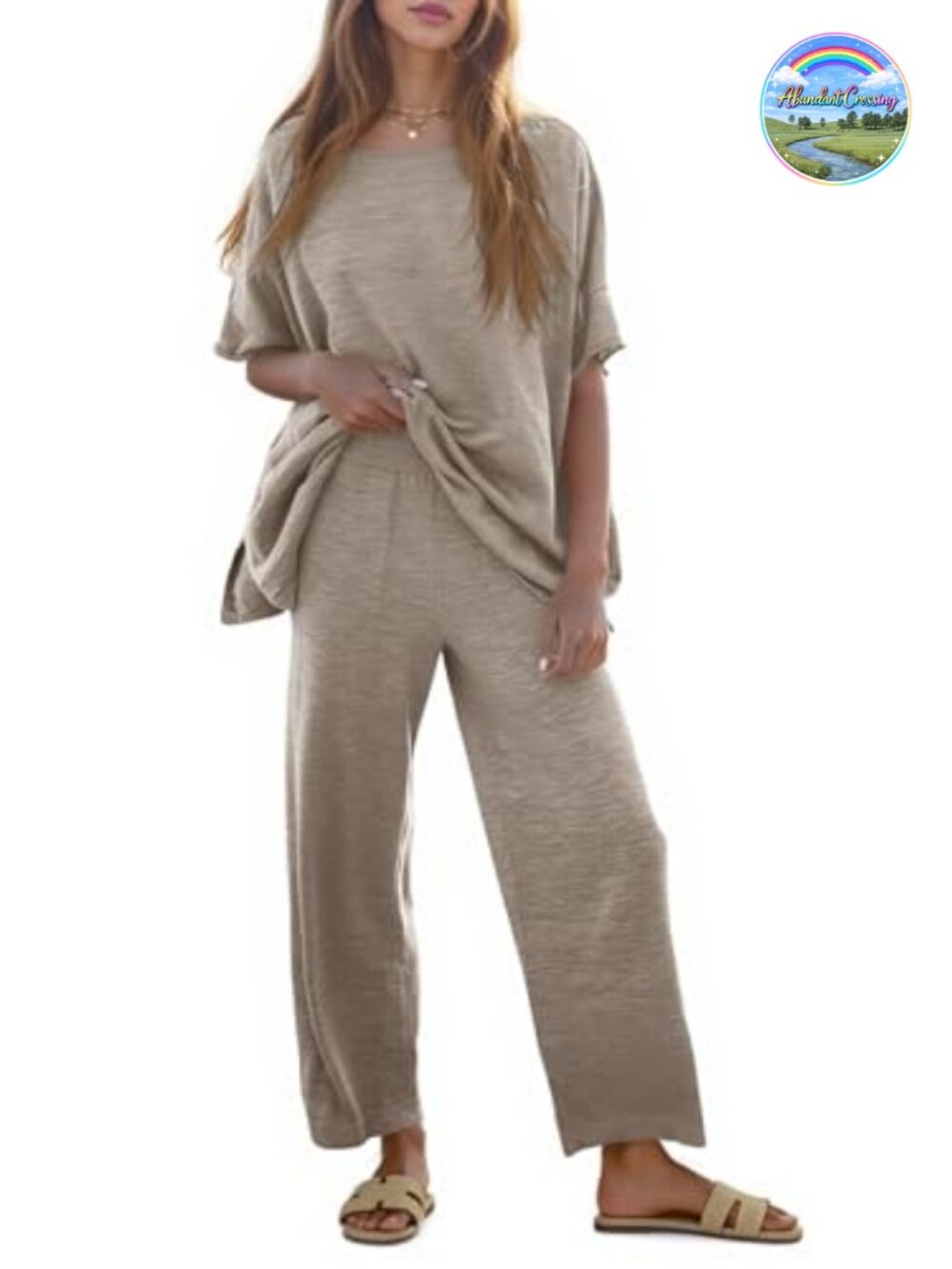 Women's 2 Piece Lounge Set Knit Tracksuit Cotton Viscose Travel Outfit